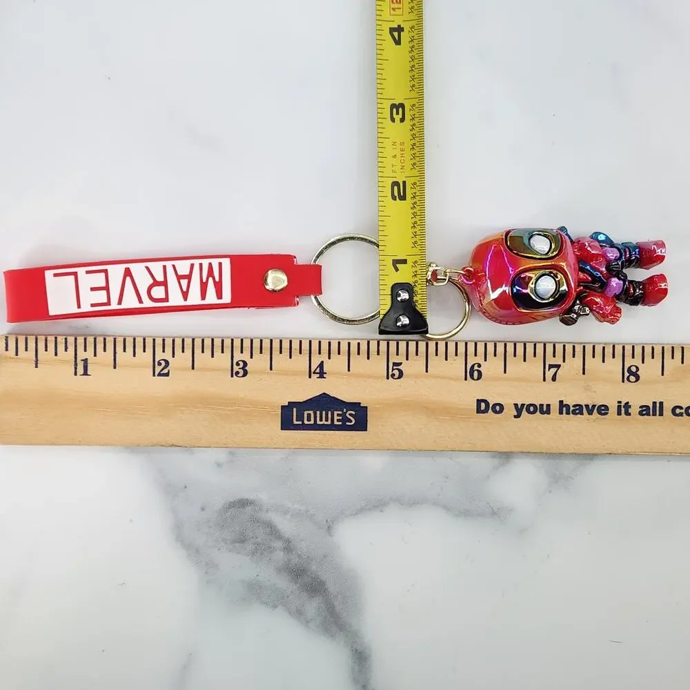 NEW Deadpool Marvel Figure Keychain & Strap - Metallic Shiny Avengers Superhero